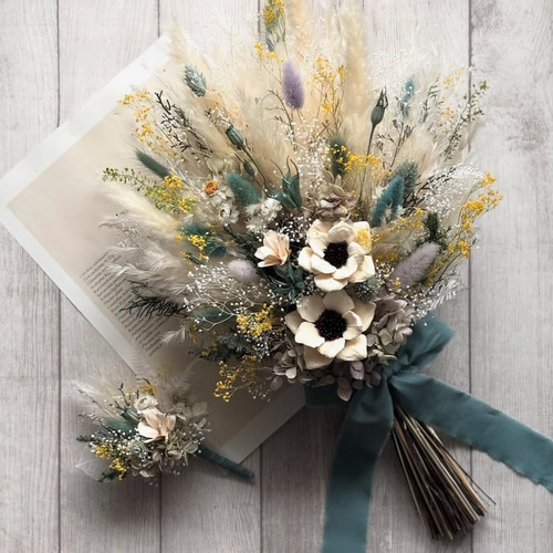パインフラワーのブーケ 〜ターコイズブルー〜 ＊ウエディング