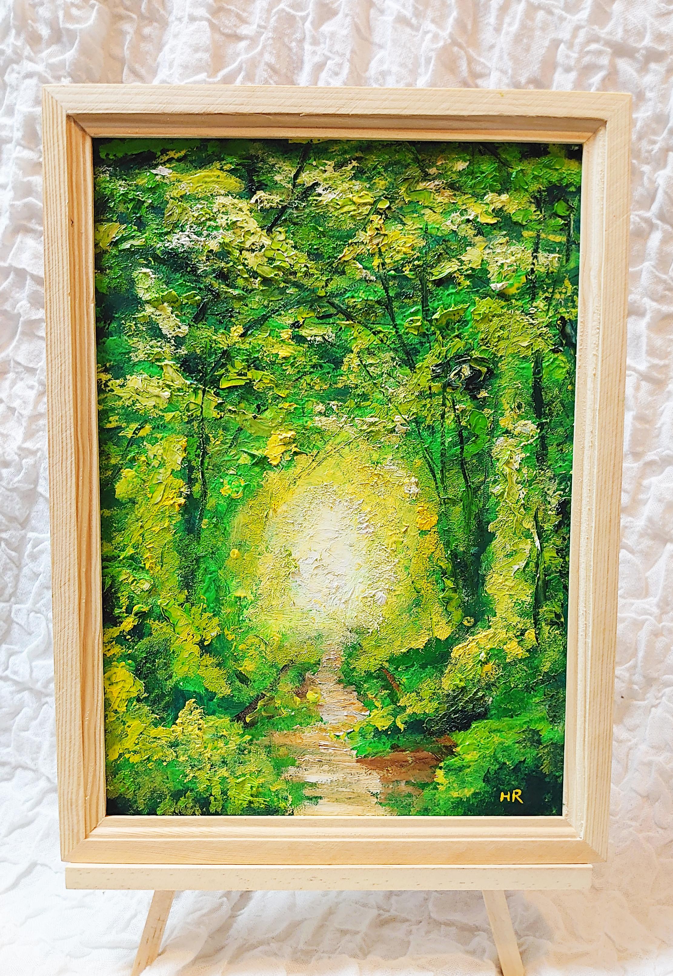 絵画 油絵 森のトンネル【B4】