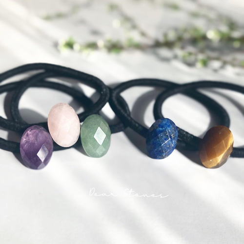 選べる3点セット》人気の天然石ヘアゴム 誕生石 -stone tie ヘアゴム
