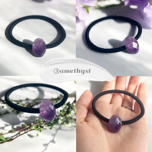 選べる3点セット》人気の天然石ヘアゴム 誕生石 -stone tie ヘアゴム