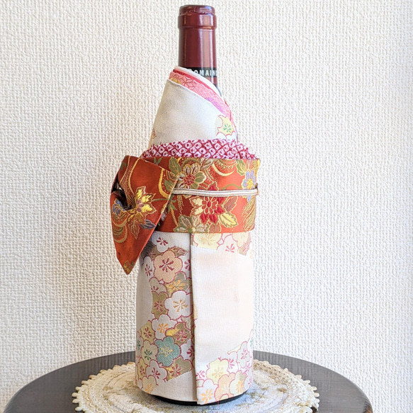 ボトル着物　梅　ワインボトル　日本酒 2枚目の画像