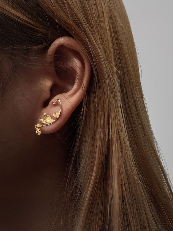 〔K18YGP〕ハアザミ ピアス Ⅰ. 4枚目の画像