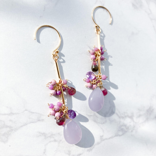 希少イットリウムフローライトのピアスチャーム＊