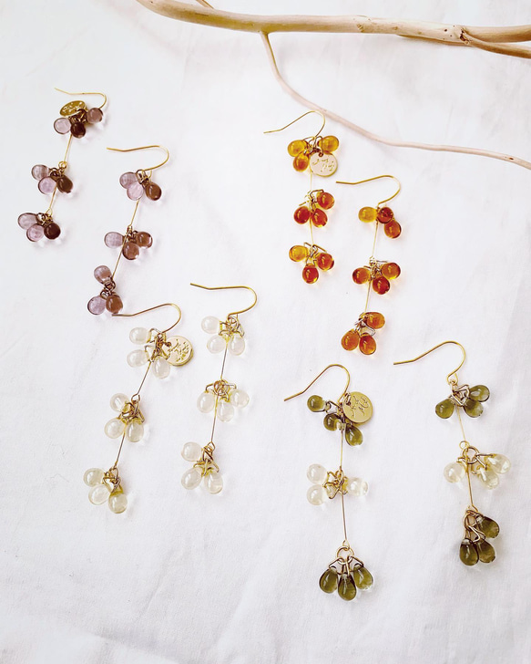 しずくビーズ・クリアブラウンピアス ピアス（フック・チェーン