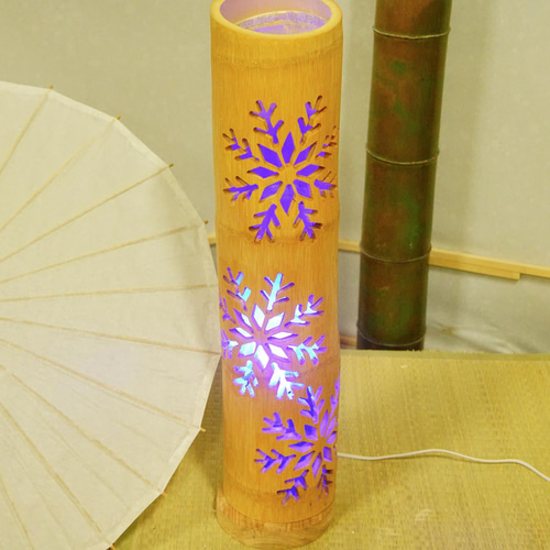 青の炎 竹灯籠 竹灯り 竹ランプ 炎のゆらめき〜〜結晶〜〜