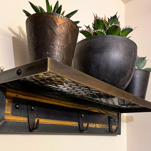 アイアンウォールラック&フック［B］ 上着掛け 壁掛け ハンガー