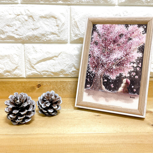 受注制作】桜と雪だるま 絵画 kuro 通販 13409248｜Creema(クリーマ)