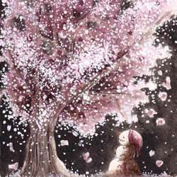 【受注制作】桜と雪だるま 2枚目の画像