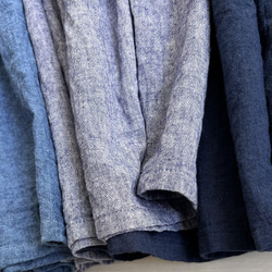 上質ベルギーリネンのダンガリースカート　杢ブルー　 12枚目の画像