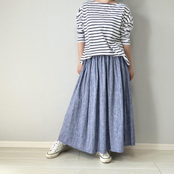 上質ベルギーリネンのダンガリースカート　杢ブルー　 3枚目の画像