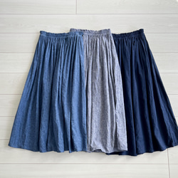 上質ベルギーリネンのダンガリースカート　杢ブルー　 10枚目の画像