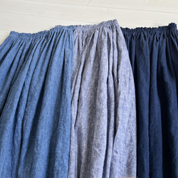 上質ベルギーリネンのダンガリースカート　杢ブルー　 11枚目の画像