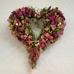 ラプンチェル色の ハートリース ドライフラワー フルール・ド・エヌ