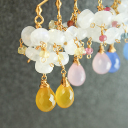 14kgf はちみつカラーのジェイド ペリドット アパタイト ピアス イヤリング