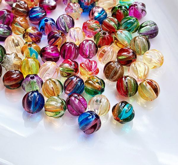 グラデかぼちゃビーズ100個8㎜アクリル ビーズ HONEYBEETAIL 通販