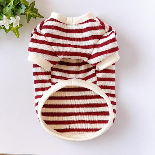 犬服 やわらかボーダーTシャツ エンジ ペット服・アクセサリー atelier