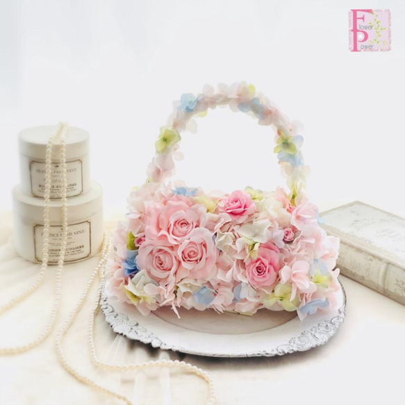 フラワーバッグ・バッグブーケ・ハンドバッグ型造花アレンジメント Dear Bouquet / プリザーブドフラワー フラワーバッグブーケ