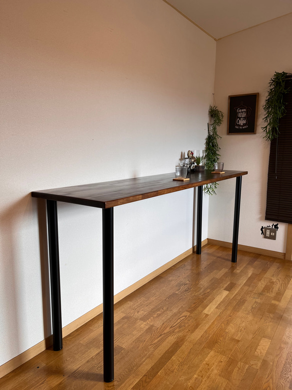 カウンターテーブル アイアン丸脚 1800×450×884mmハイタイプ 