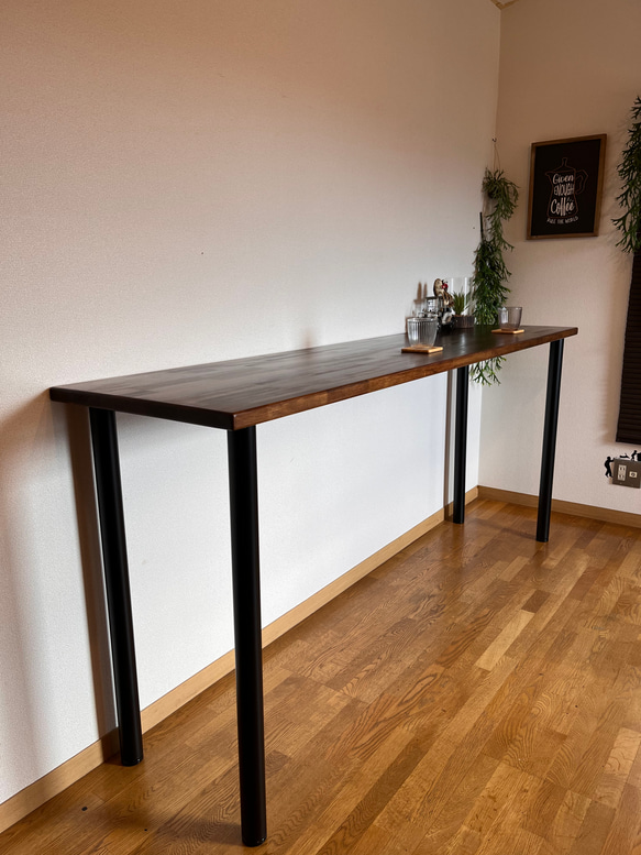 カウンターテーブル アイアン丸脚 1800×450×884mmハイタイプ 