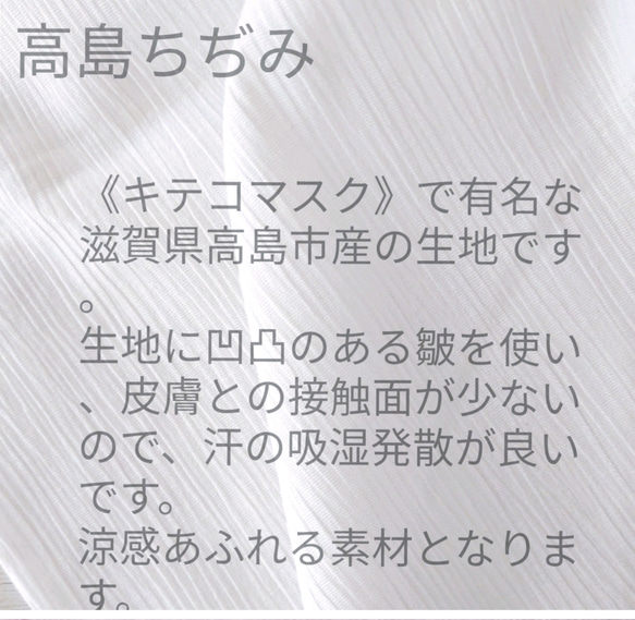 不織布マスクカバー　裏地は高島ちぢみ選べます　 6枚目の画像