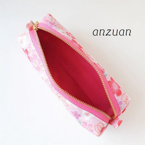★ちひろ②★ ハンドメイドペンケース 和柄 桜 A483 和柄 サクラリボン文様 ペンケース(ピンク) ポーチ anzuan 通販