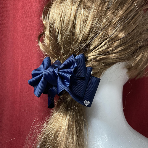 【109】 ハンドメイド　リボン　ヘアゴム ハンドメイド リボン グログラン 選べる ピン ビジュー ヘアゴム