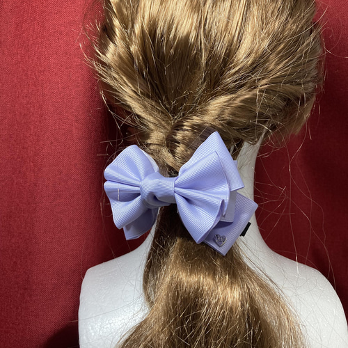 ハンドメイド リボン グログラン 選べる ピン ビジュー ヘアゴム