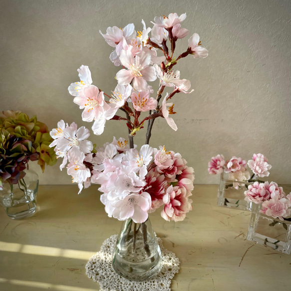 ラッピング無料！3種の桜L マジカルウォーター フラワーインテリア 新築祝 出産祝 春 ギフト 1枚目の画像