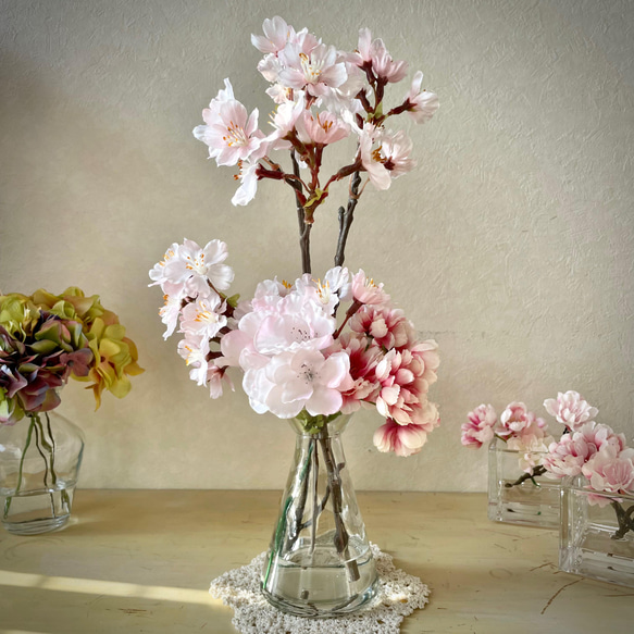 ラッピング無料！3種の桜L マジカルウォーター フラワーインテリア 新築祝 出産祝 春 ギフト 12枚目の画像