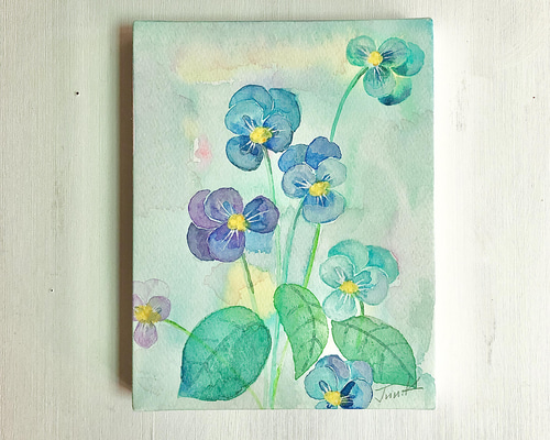 小さな水彩原画⭐️パンジーかわいい花 絵画 miraclepocket 通販