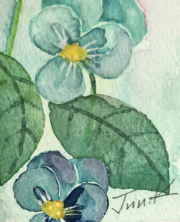 小さな水彩原画⭐️パンジーかわいい花 3枚目の画像