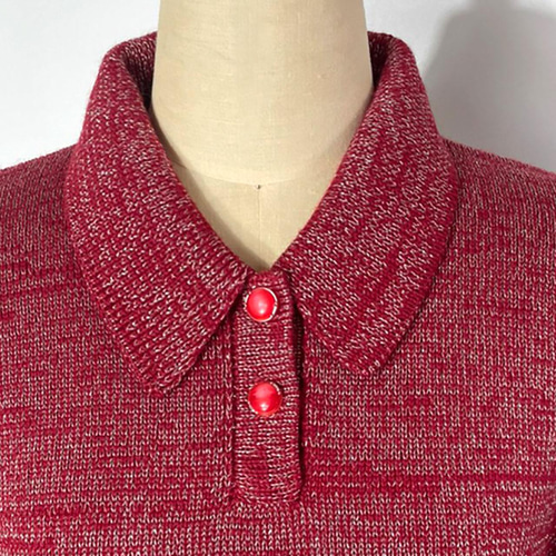 春ニット✿ ワインレッド グリッター ポロワンピース 276 WINE RED 