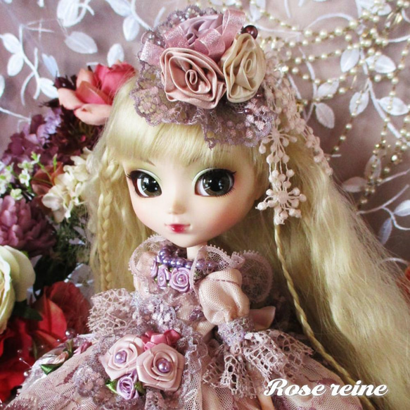 sold k様ご予約品 アンネローゼ王妃 薔薇の花園 アンティークモーブのロイヤルプリンセスドールドレス 10枚目の画像