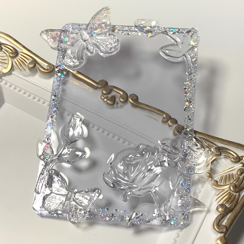 Rose】B8 硬質ケース デコ トレカケース レジン ハンドメイド