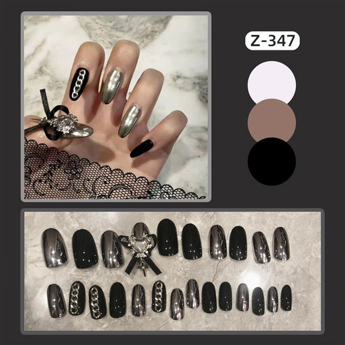 ネイルチップ ブラック ニュアンス 黒 シルバー オーダーネイル 韓国 ちゅるん ネイルチップ ブラック ニュアンス 黒 シルバー オーダーネイル