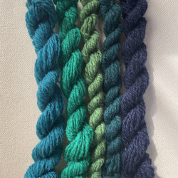手紡ぎ糸グリーン系セット　計約42g 1枚目の画像