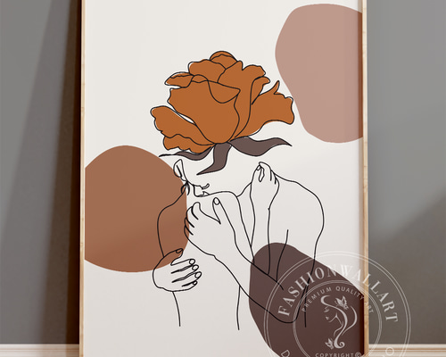 アートポスター フラワーヘッド 抽象的な女性シルエット ミニマル