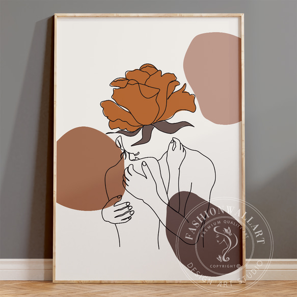 アートポスター フラワーヘッド 抽象的な女性シルエット ミニマル