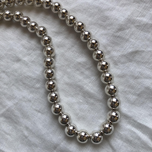 ナバホ ビーズ パール シルバー silver 925 ネックレス 燻銀 52 ナバホ ビーズ パール シルバー silver 925 ネックレス 燻銀 52