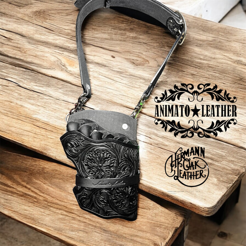 ハンドメイド　ハラコデザイン　シザーケース　5丁 cuteキャメル革ダルメシアンハラコ5丁フタなし✂️ 可愛いダルメシアン