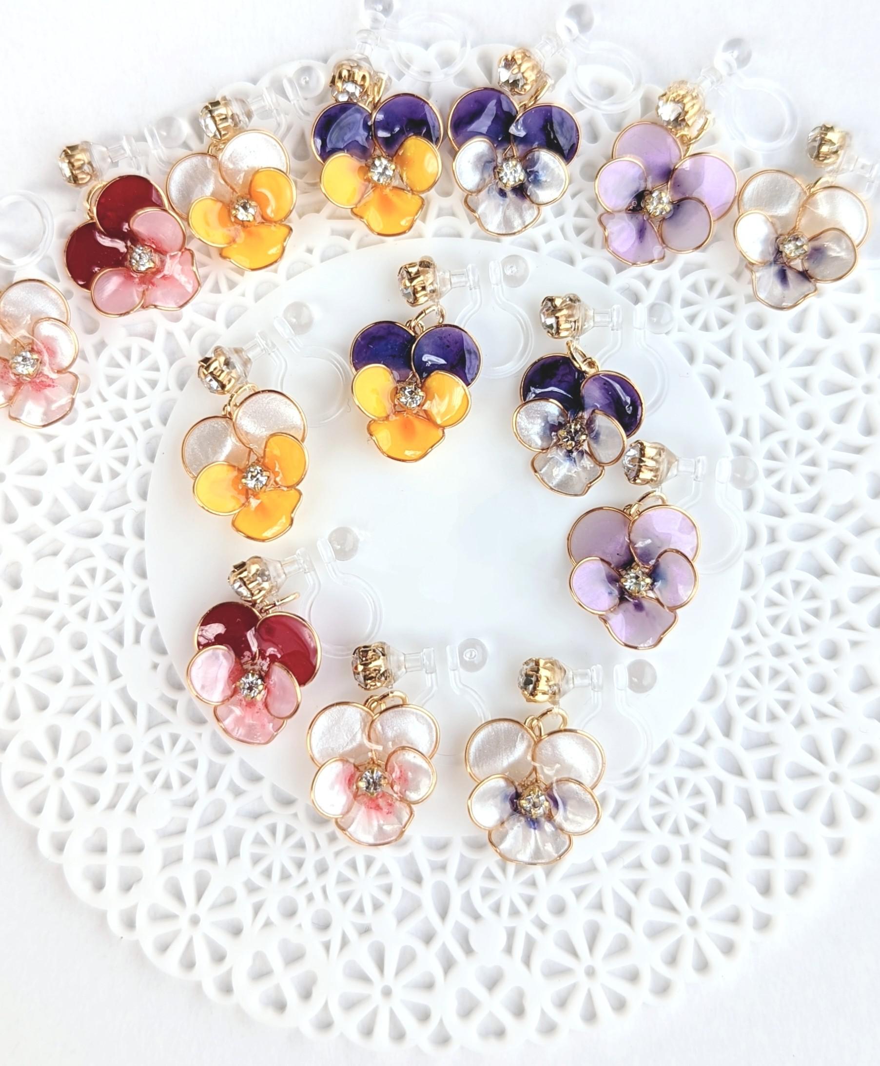 ✿*:･ﾟsweet viola✿*:･ﾟノンホールピアス【一輪ずつ7色で1セット】