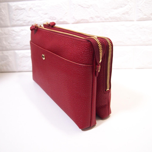 ( 新品 ) ハンドメイド 本革 お財布 ショルダー ☆ハンドメイド☆日本製☆本革☆お財布ポシェット☆L字