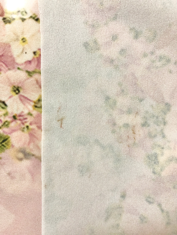 B品【スミレとベル半襟】「ラベンダー＆ミント」春のささやき(薄め)【裏面に擦れ痕あり】 6枚目の画像
