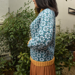 サイト限定価格ブルーグリーンの小花セーター 2枚目の画像
