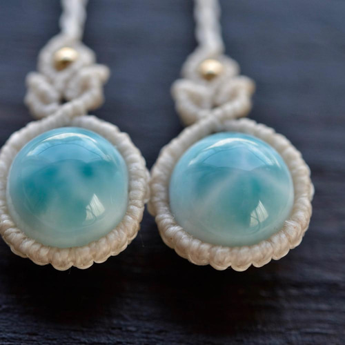ラリマー シンプルマクラメピアス ピアス（フック・チェーン