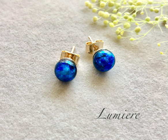 再販》ホタル石（琉球ガラス）一粒ピアス・イヤリング ピアス