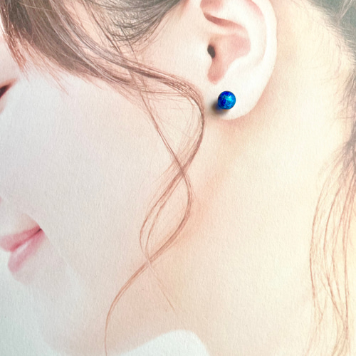 再販》ホタル石（琉球ガラス）一粒ピアス・イヤリング ピアス