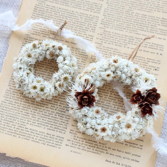 ドライフラワーのミニリース ホワイト 【再販】 ドライフラワーのミニリース ホワイト 【再販】