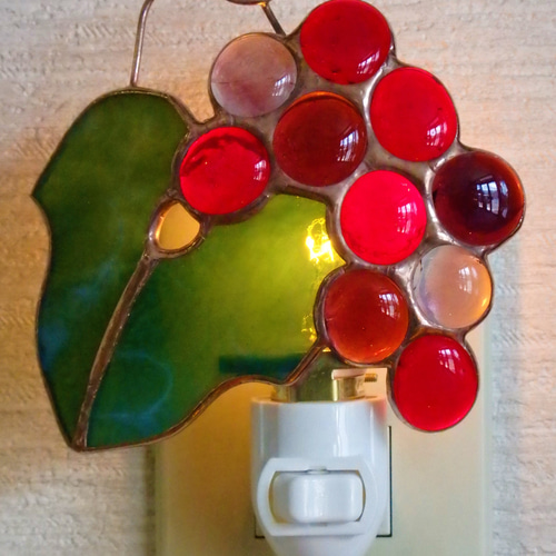 ステンドグラスキット☆葡萄のお休みランプ(レッド) 型紙 osamukanchan