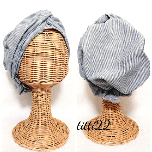 【インド自然染め　手織り布】帽子にもなるヘアターバン 1枚目の画像